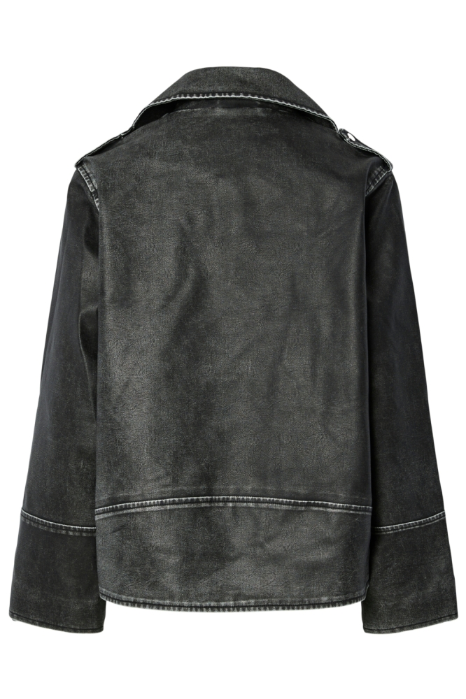PCJOSIE COATED BIKER JACKET W. BELT 17158897 Black/Washed
